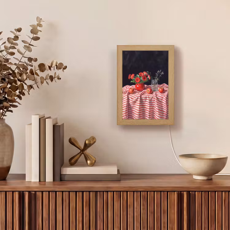 Tafellamp - Rode bloemen - Vaas — 4
