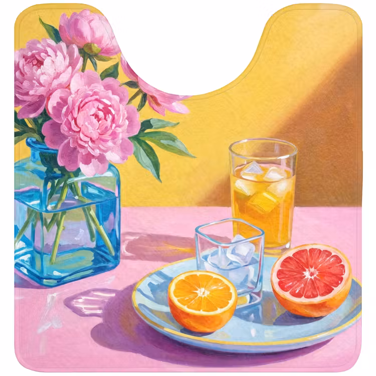 Wc Mat - Bloemen - Roze - Modern — 1