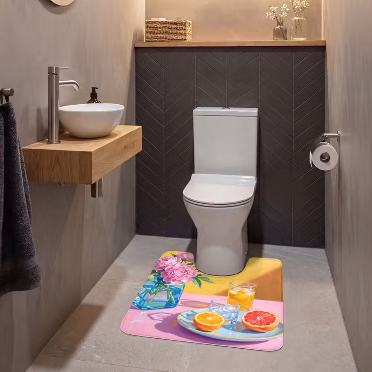 Wc Mat - Bloemen - Roze - Modern — 2