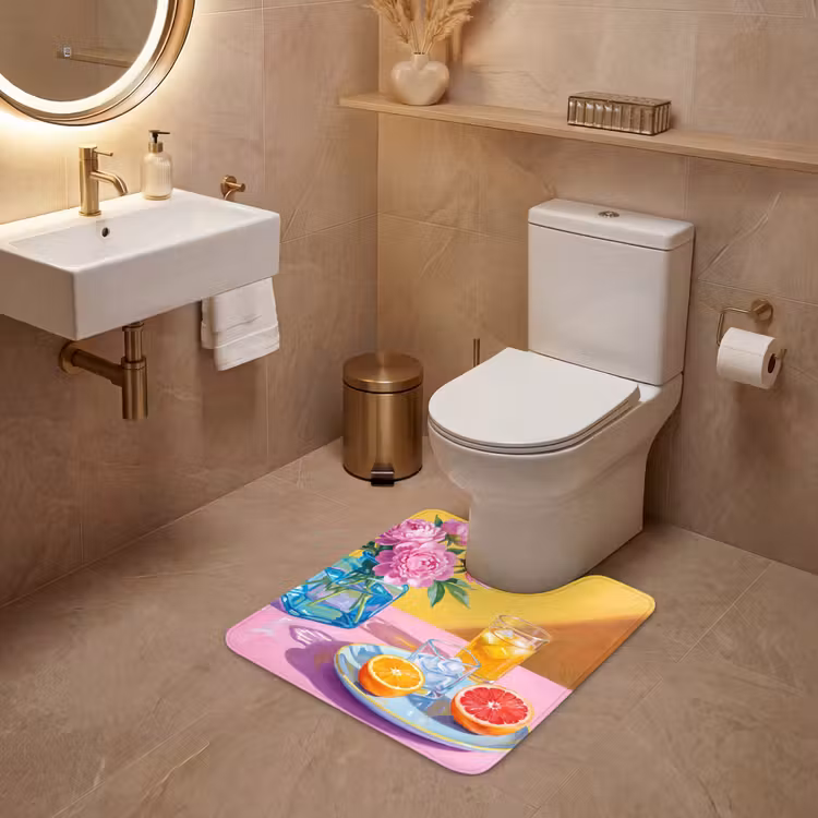 Wc Mat - Bloemen - Roze - Modern — 3