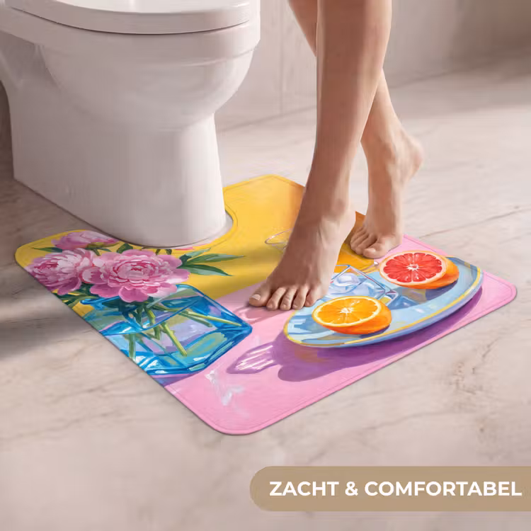 Wc Mat - Bloemen - Roze - Modern — 5