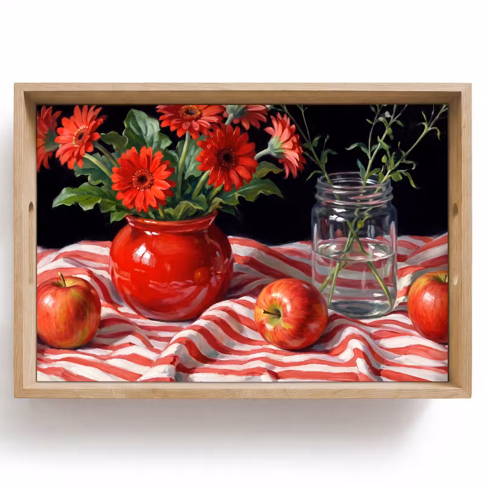 Dienblad - Rode bloemen - Vaas — 1