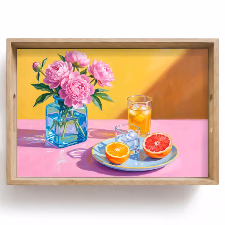 Dienblad - Bloemen - Roze - Modern — 1