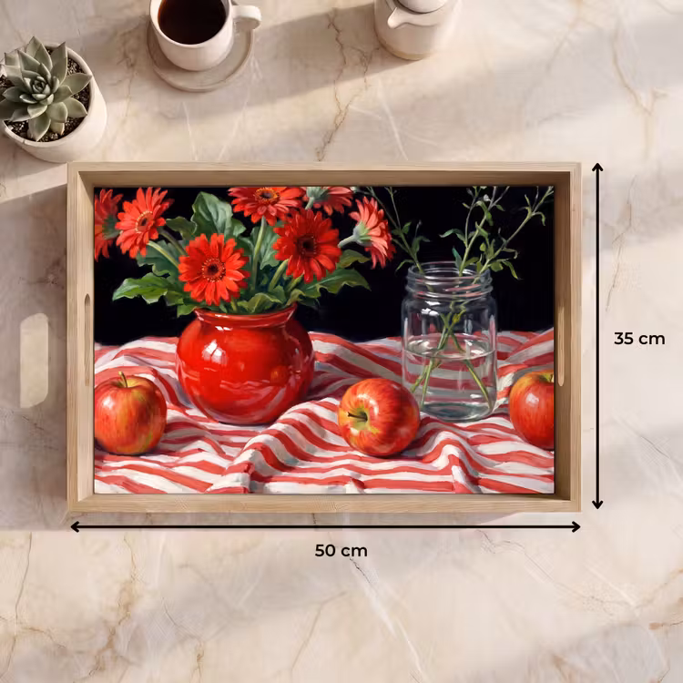 Dienblad - Rode bloemen - Vaas — 9