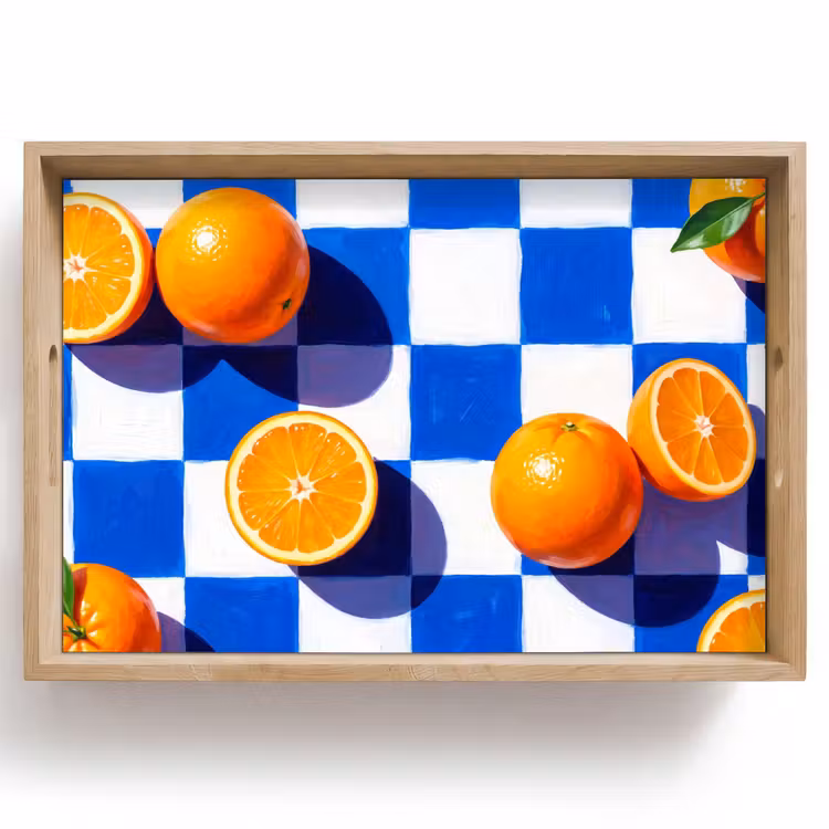 Dienblad - Sinaasappel - Geruit - Eten — 1