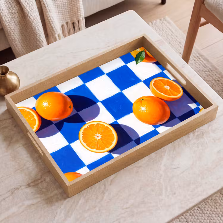 Dienblad - Sinaasappel - Geruit - Eten — 2