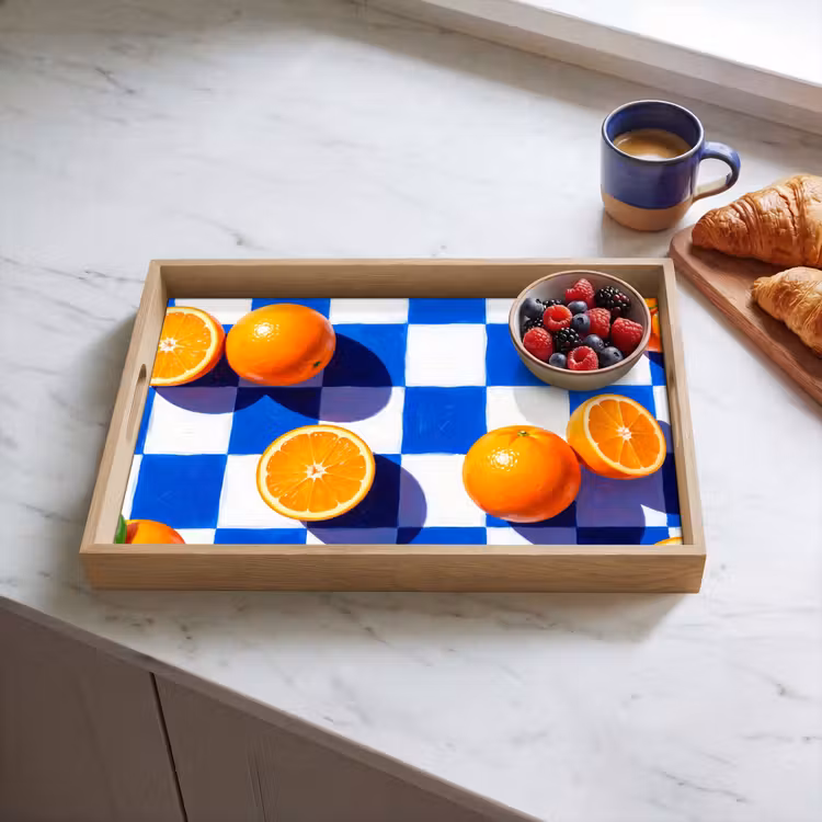 Dienblad - Sinaasappel - Geruit - Eten — 4