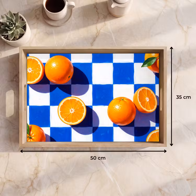 Dienblad - Sinaasappel - Geruit - Eten — 9