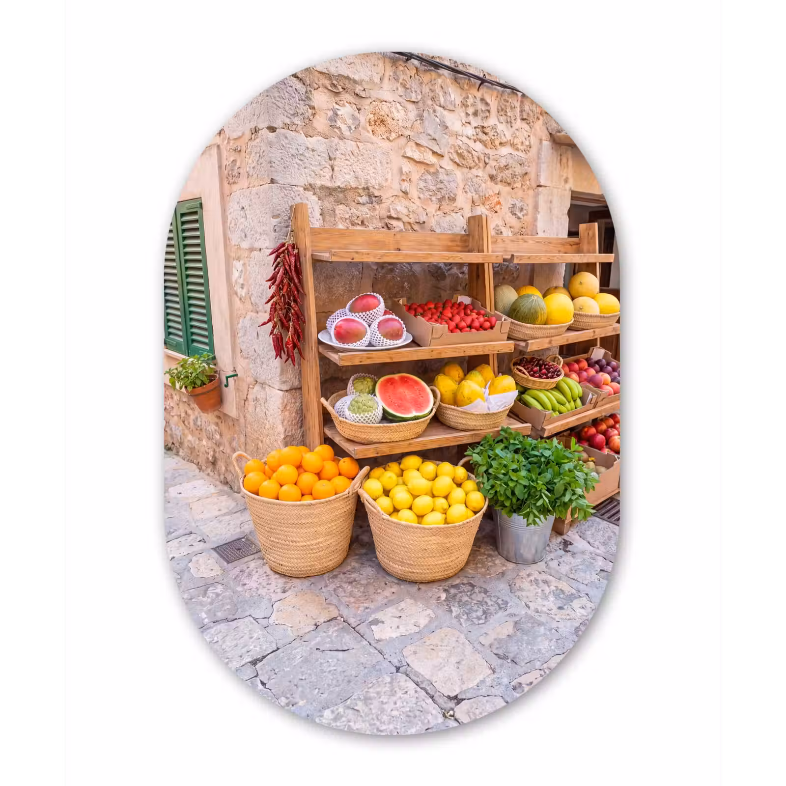 Muurovaal aluminium - Fruit - Markt - Vers — 1