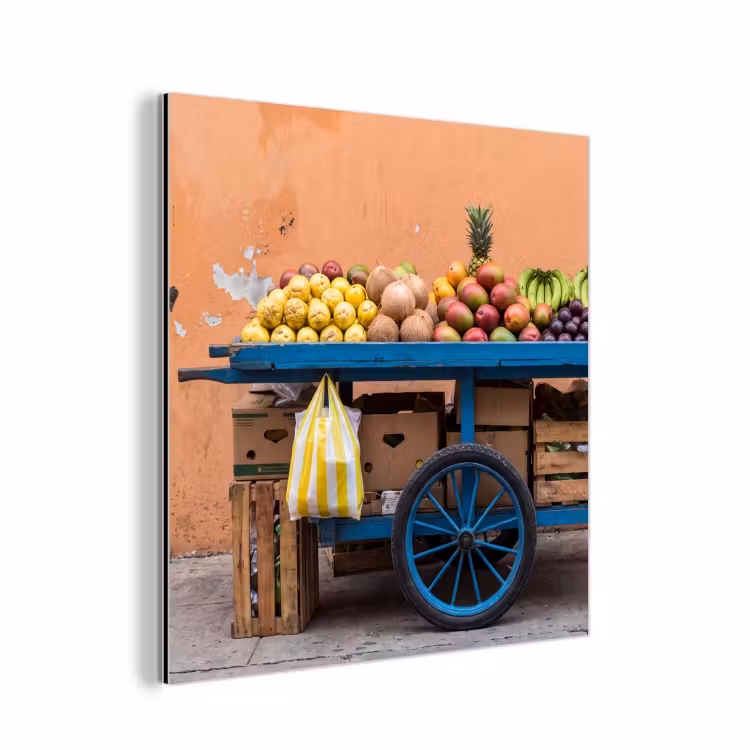 Aluminium schilderij - Fruit - Kar - Straat — 1
