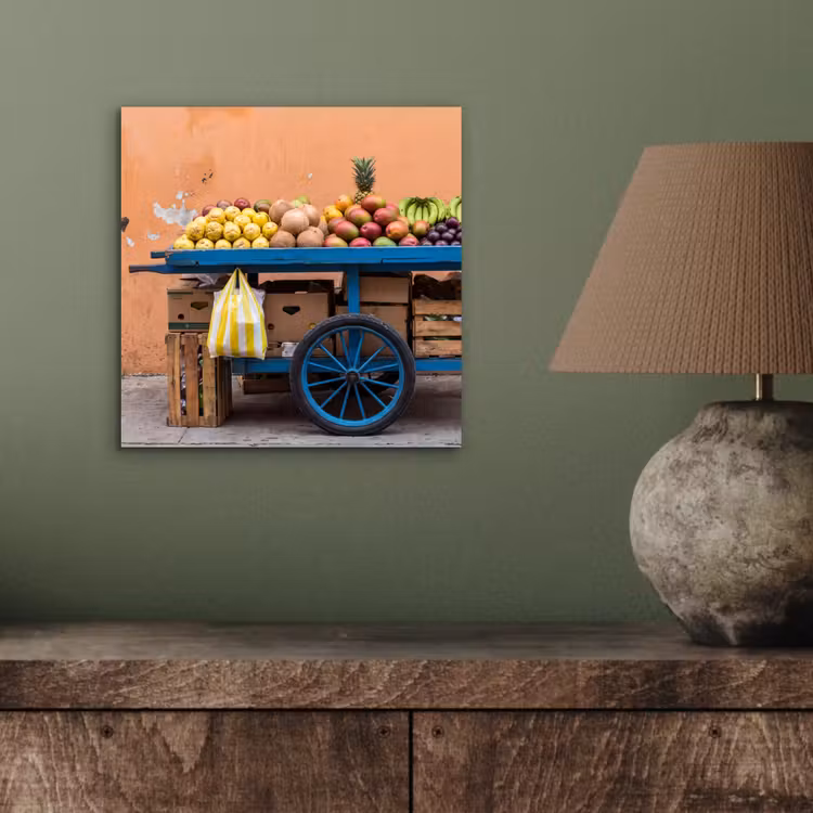 Aluminium schilderij - Fruit - Kar - Straat — 3
