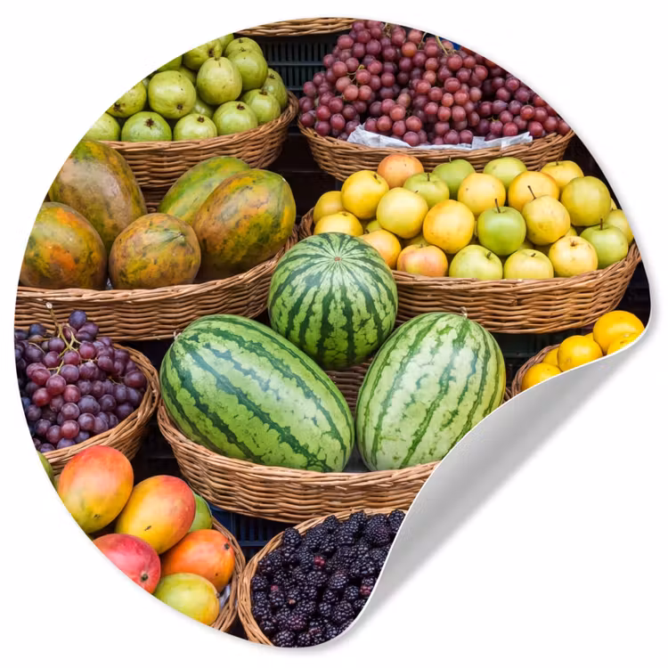 Behangcirkel - Fruit - Markt - Kleurrijk — 1