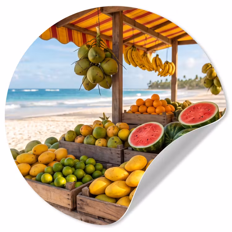 Behangcirkel - Fruit - Strand - Tropisch — 1