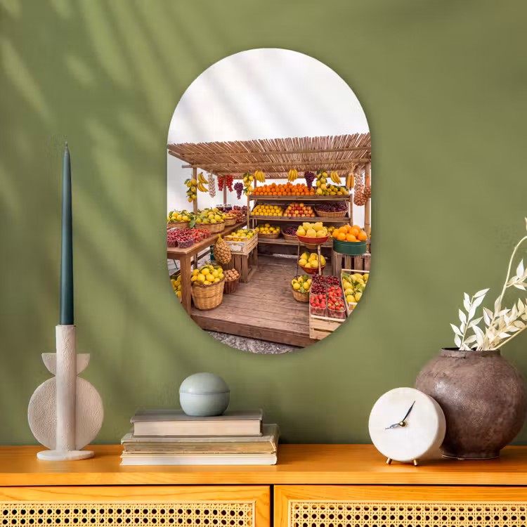 Muurovaal - Kunststof - Marktkraam - Fruit - Vers — 1