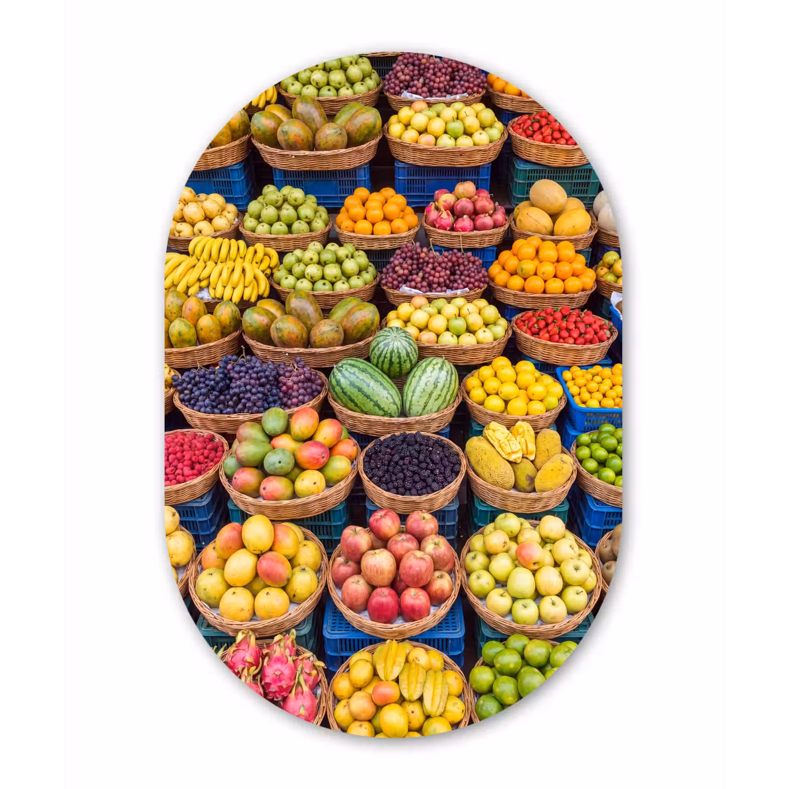 Muurovaal aluminium - Fruit - Markt - Kleurrijk — 1