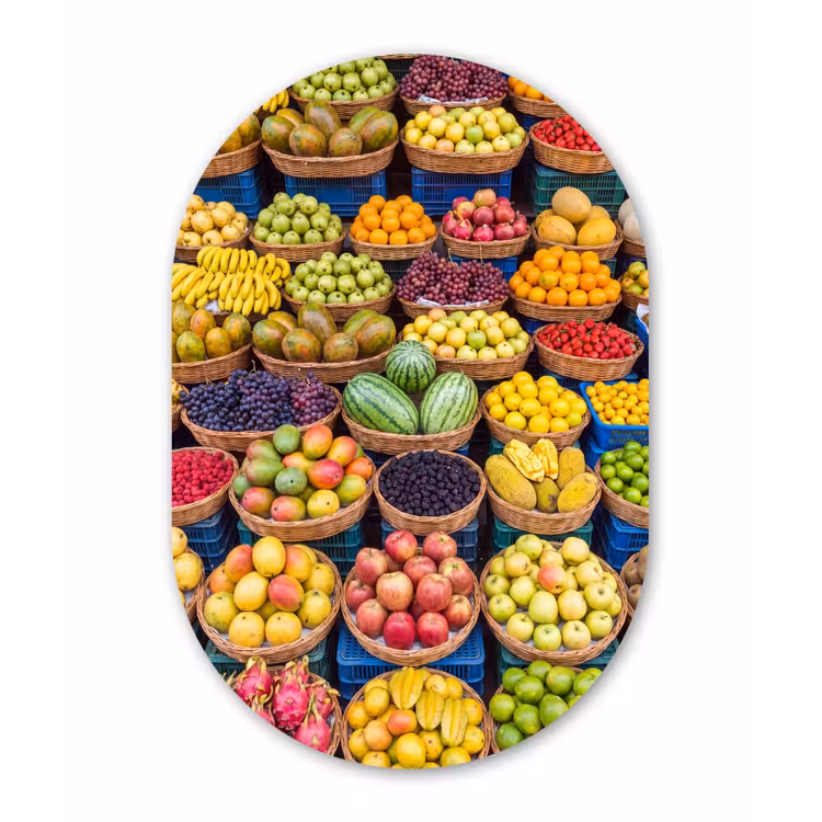 Muurovaal aluminium - Fruit - Markt - Kleurrijk — 1