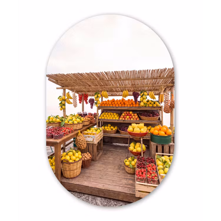Muurovaal aluminium - Marktkraam - Fruit - Vers — 1