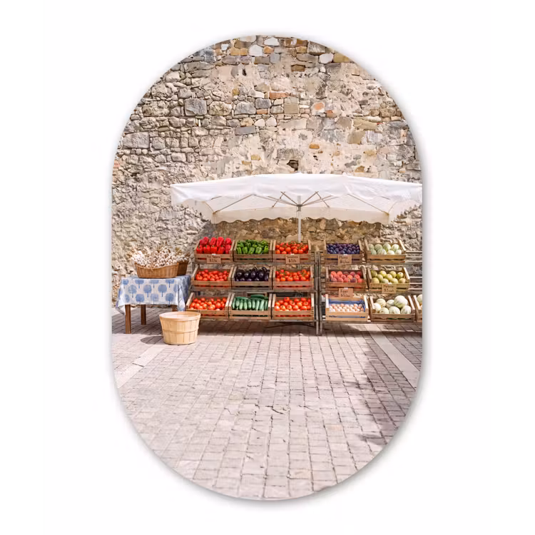 Muurovaal - Glas - Eten - Markt - Vers — 1