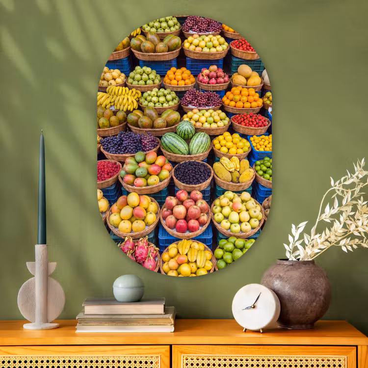 Muurovaal - Glas - Fruit - Markt - Kleurrijk — 2