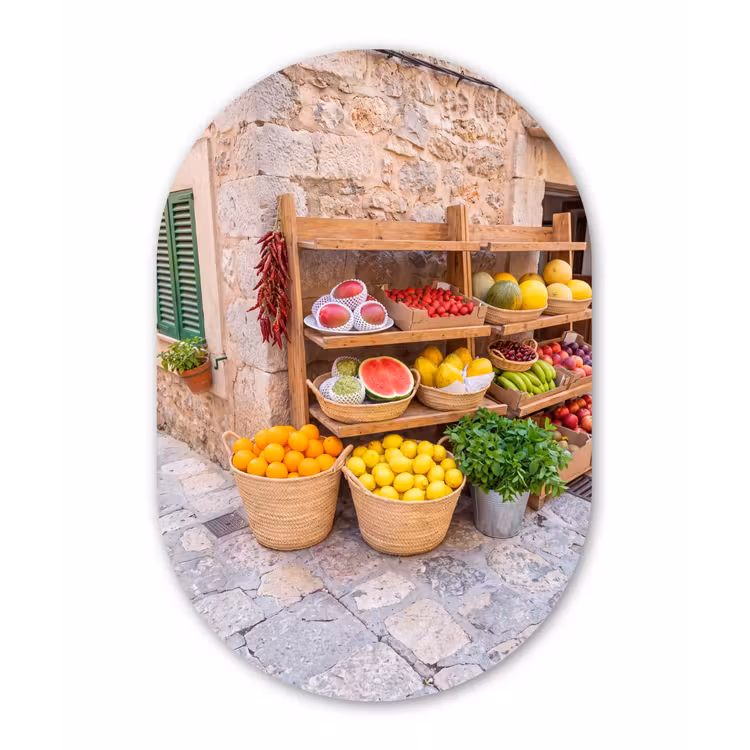 Muurovaal - Glas - Fruit - Markt - Vers — 1