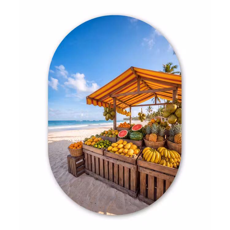 Muurovaal - Glas - Fruit - Strand - Tropisch — 1