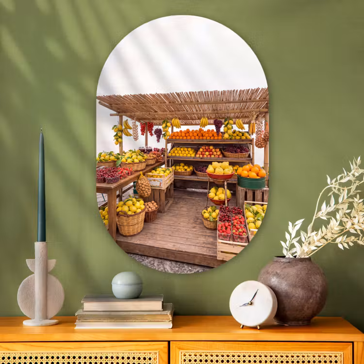 Muurovaal - Glas - Marktkraam - Fruit - Vers — 2