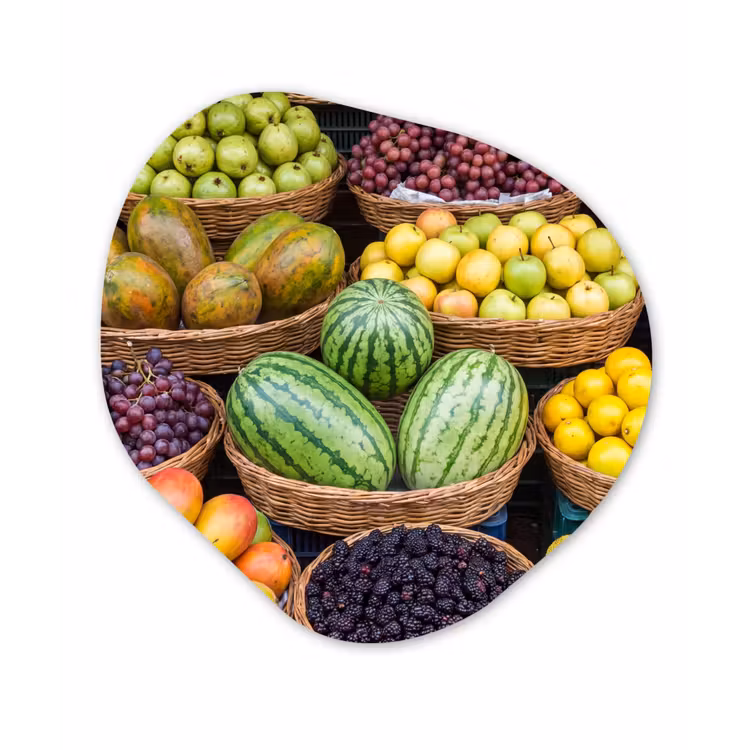 Organisch schilderij - Glas - Fruit - Markt - Kleurrijk — 1