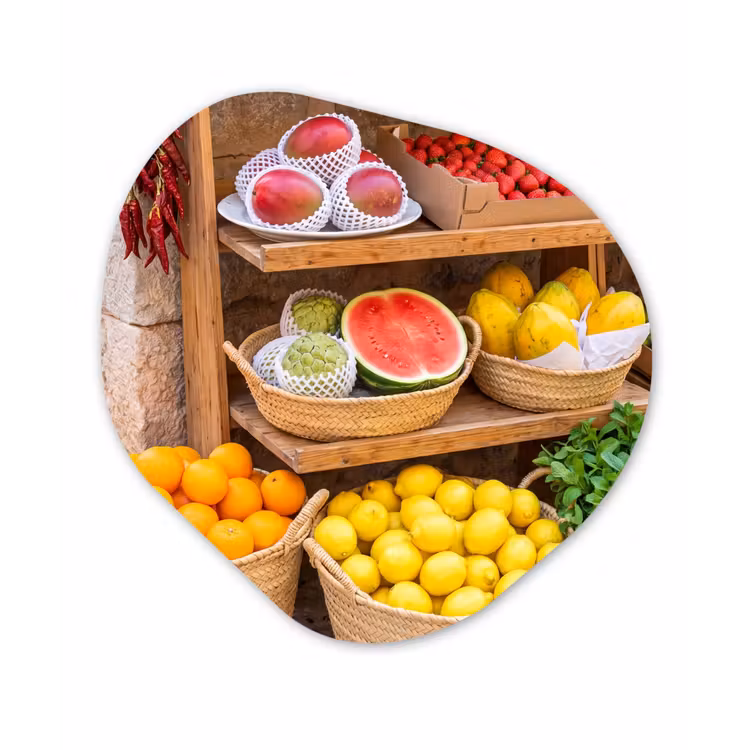 Organisch schilderij - Glas - Fruit - Markt - Vers — 1