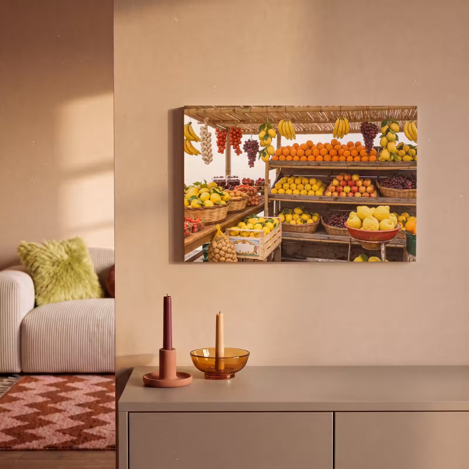 Canvas schilderij - Marktkraam - Fruit - Vers — 1