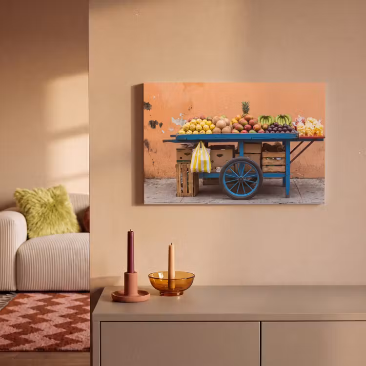Canvas schilderij - Fruit - Kar - Straat — 1
