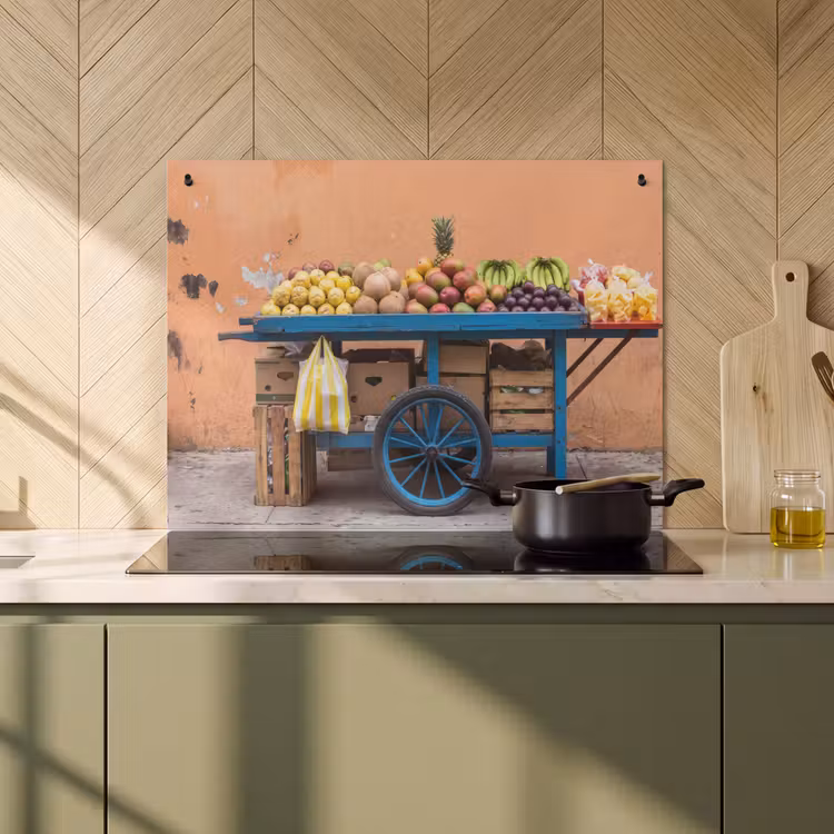 Inductie beschermer en spatscherm (2in1) - Fruit - Kar - Straat — 2