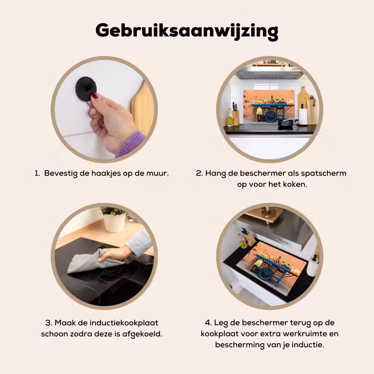 Inductie beschermer en spatscherm (2in1) - Fruit - Kar - Straat — 6