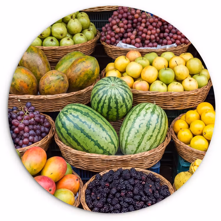 Muurcirkel - Fruit - Markt - Kleurrijk — 1