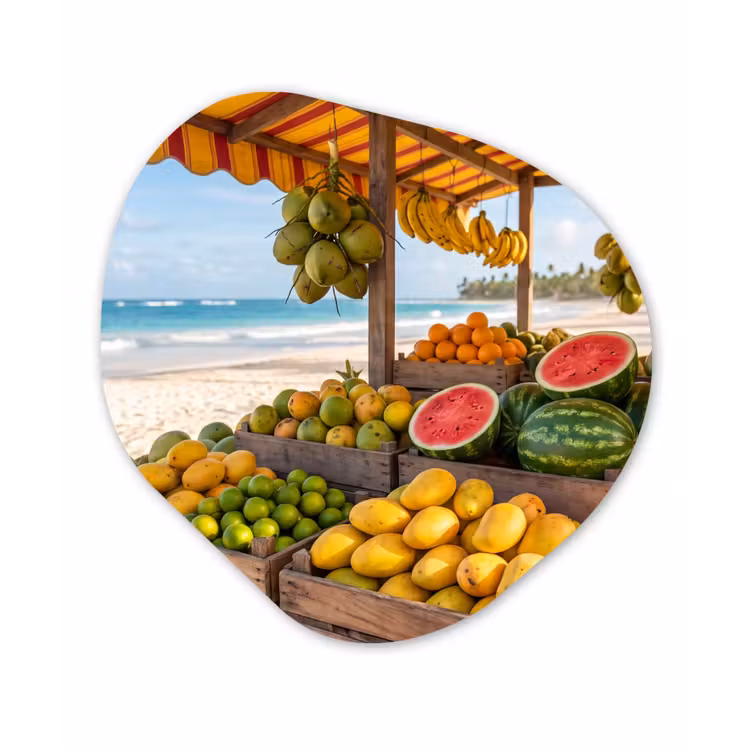 Organische schilderij - Aluminium - Fruit - Strand - Tropisch — 1