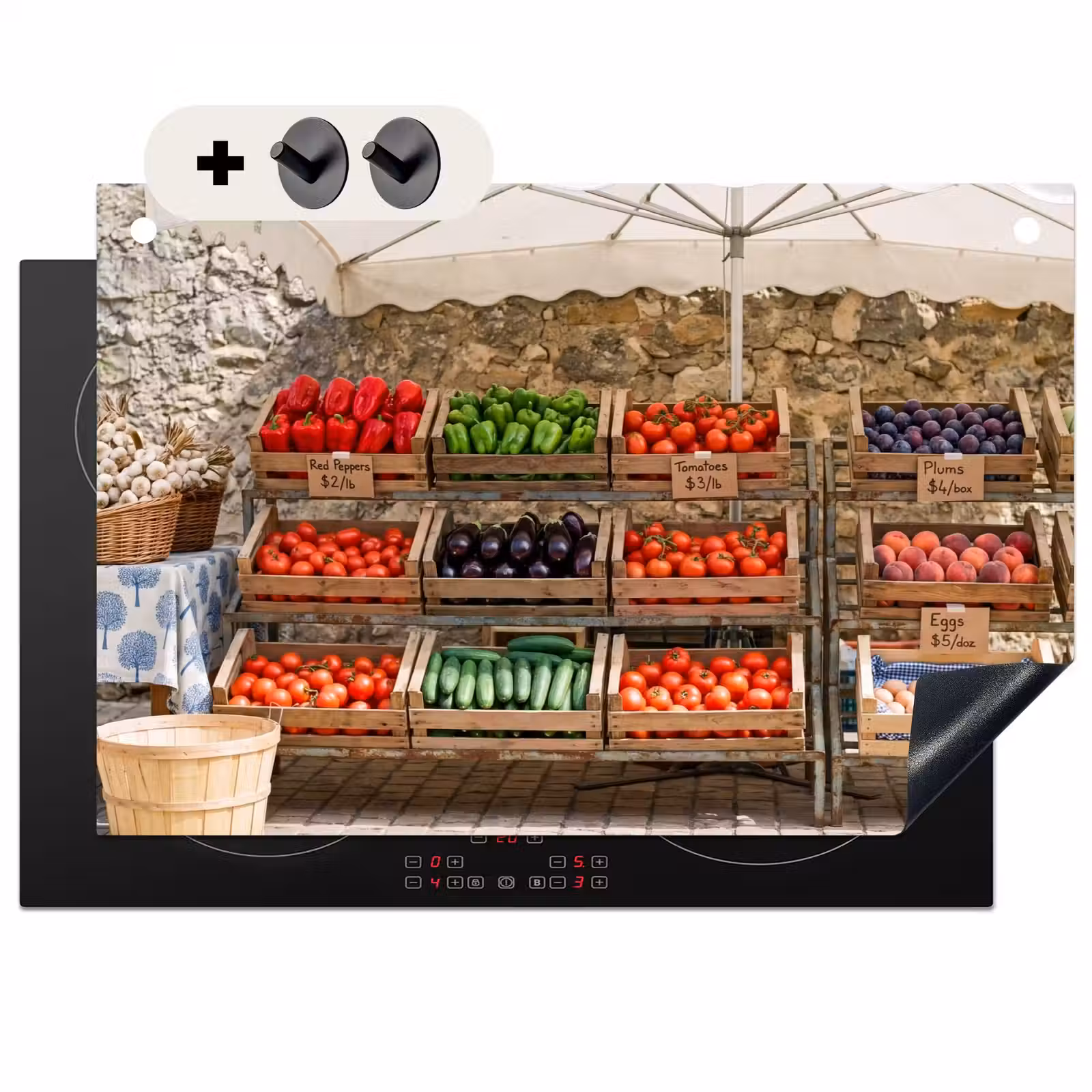 Inductie beschermer en spatscherm (2in1) - Eten - Markt - Vers — 1