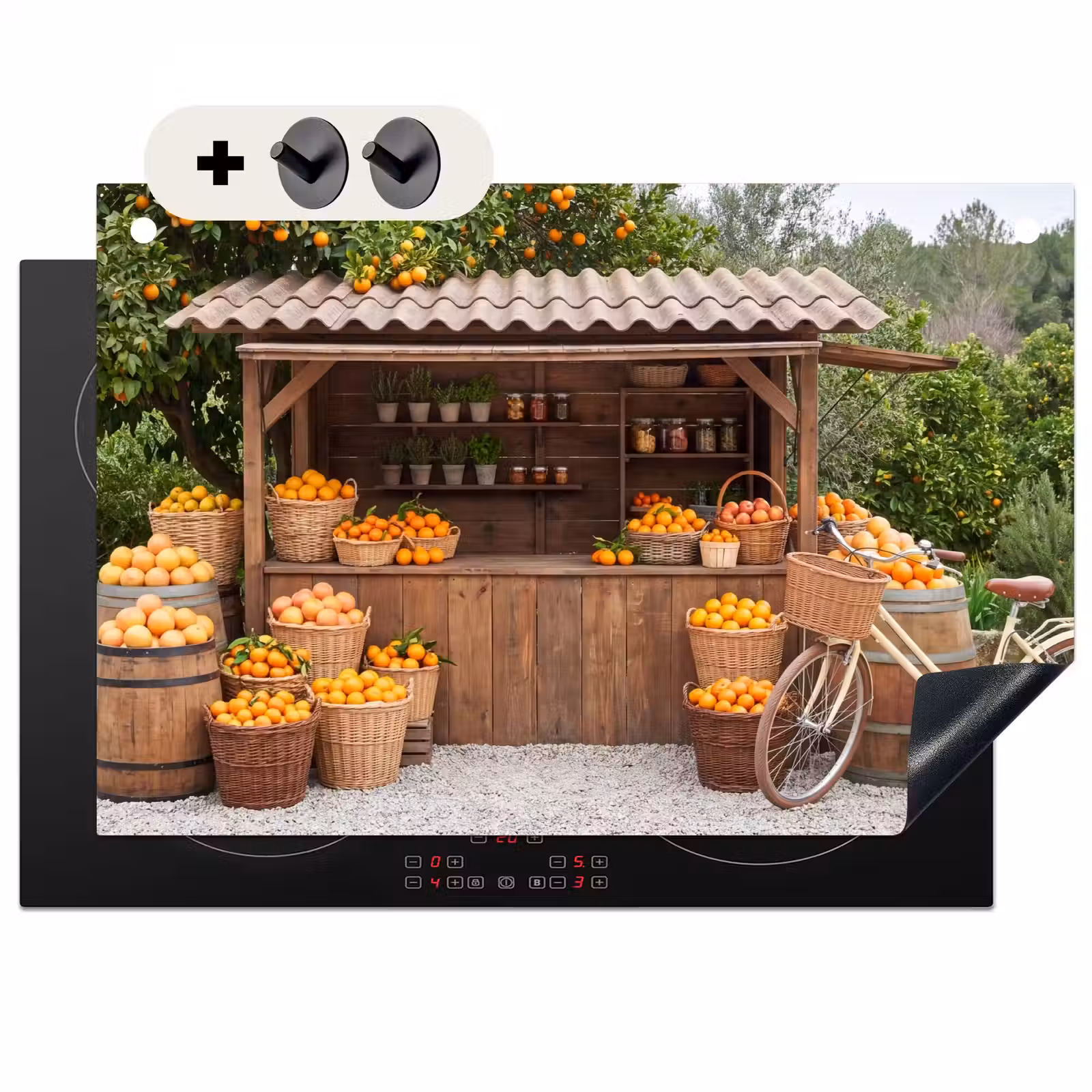 Inductie beschermer en spatscherm (2in1) - Fruit - Markt - Landelijk — 1