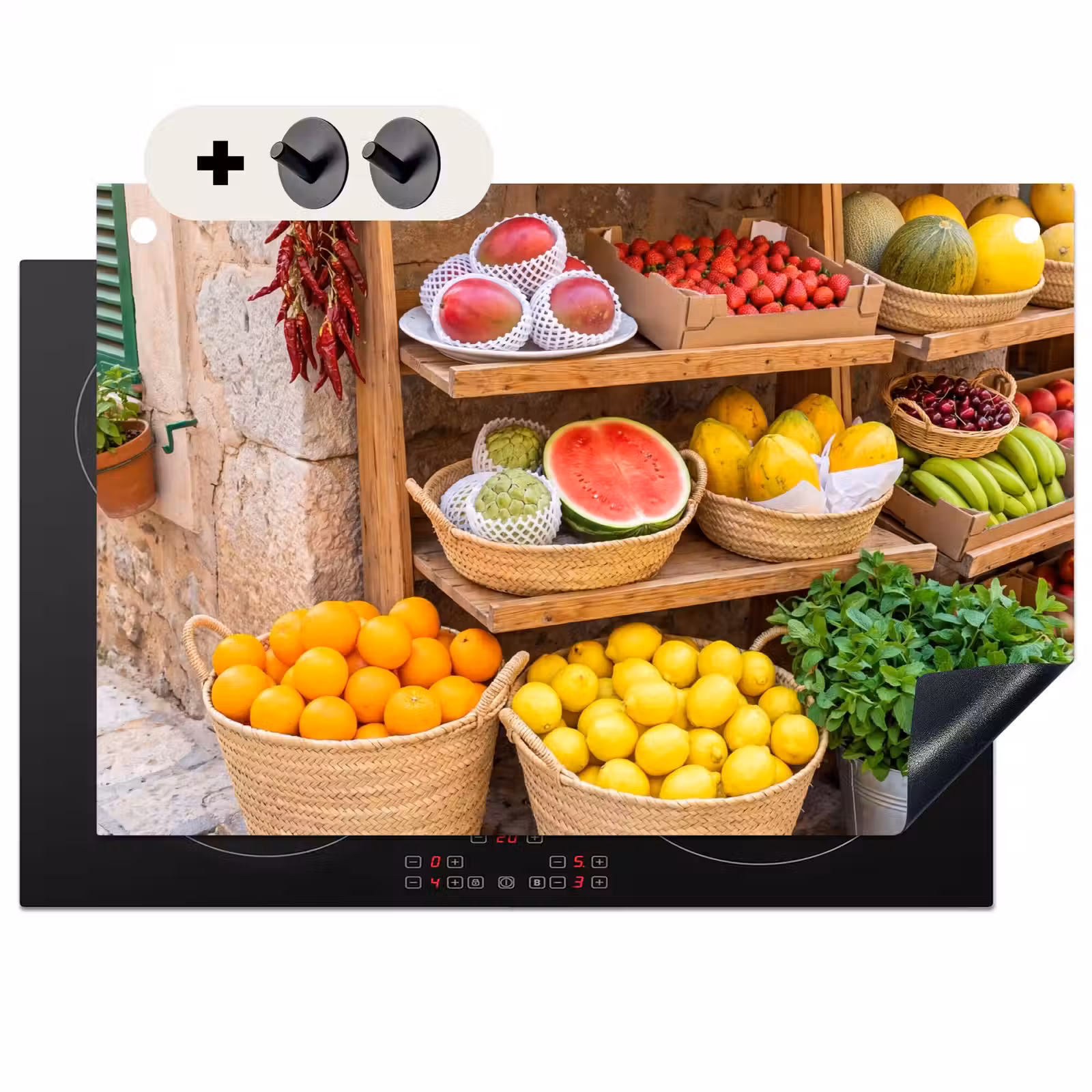 Inductie beschermer en spatscherm (2in1) - Fruit - Markt - Vers — 1