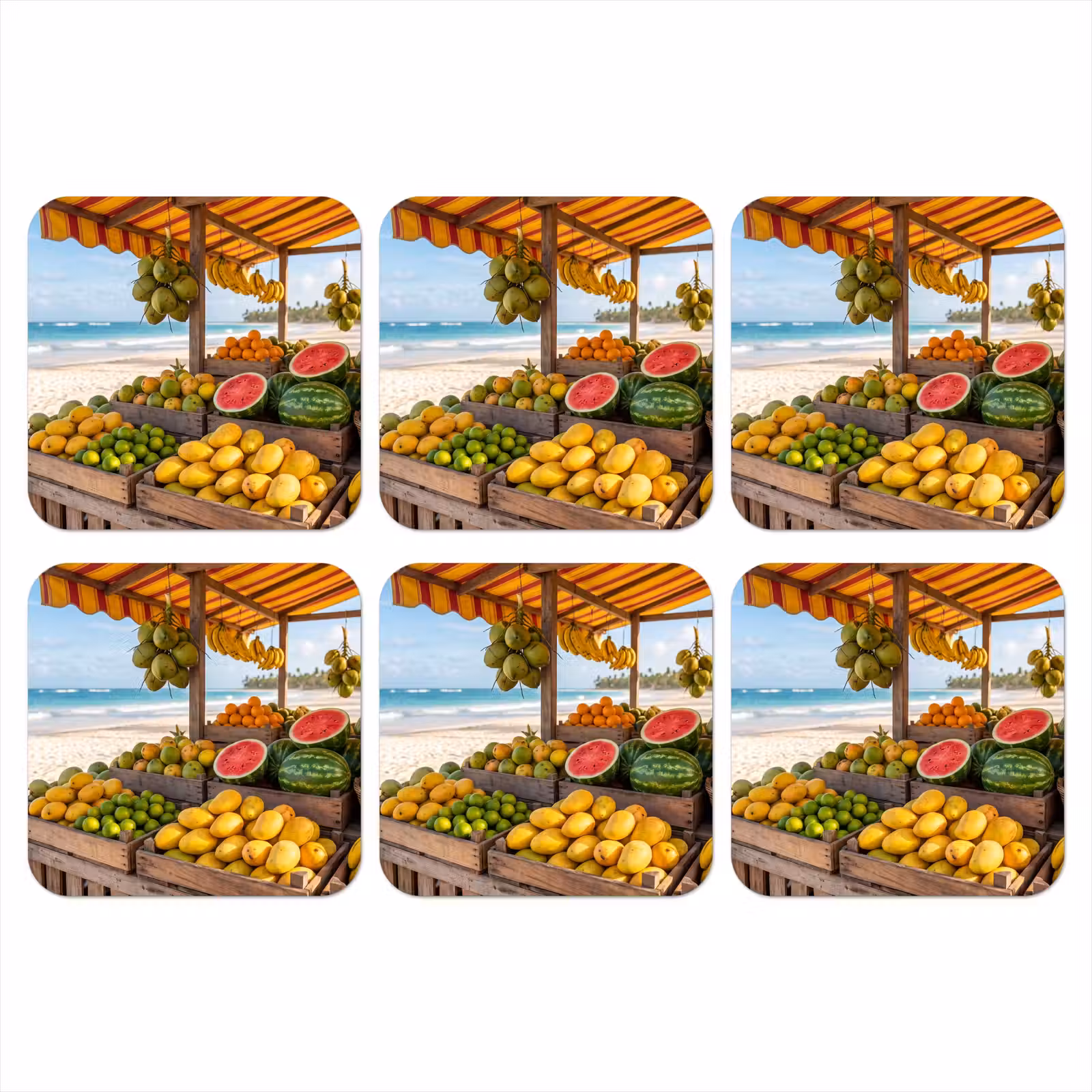 Onderzetter - Fruit - Strand - Tropisch — 1