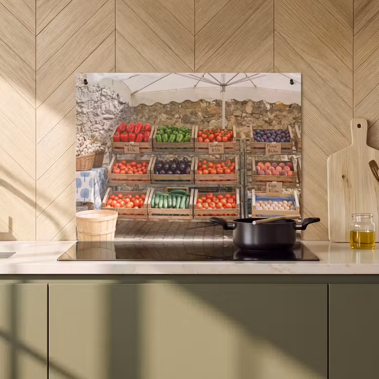 Inductie beschermer en spatscherm (2in1) - Eten - Markt - Vers — 2