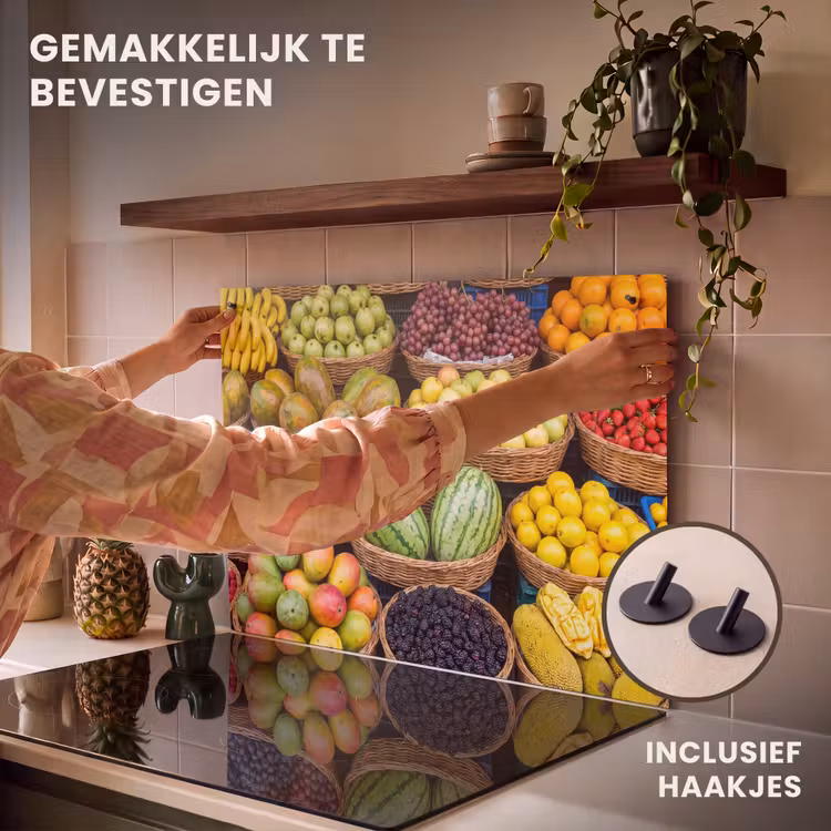 Inductie beschermer en spatscherm (2in1) - Fruit - Markt - Kleurrijk — 7
