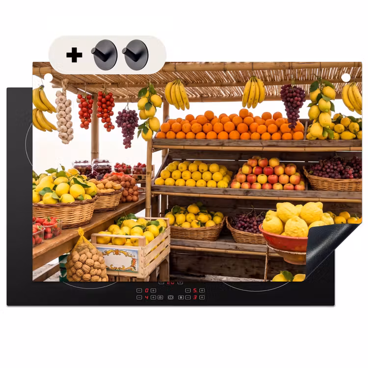 Inductie beschermer en spatscherm (2in1) - Marktkraam - Fruit - Vers — 1
