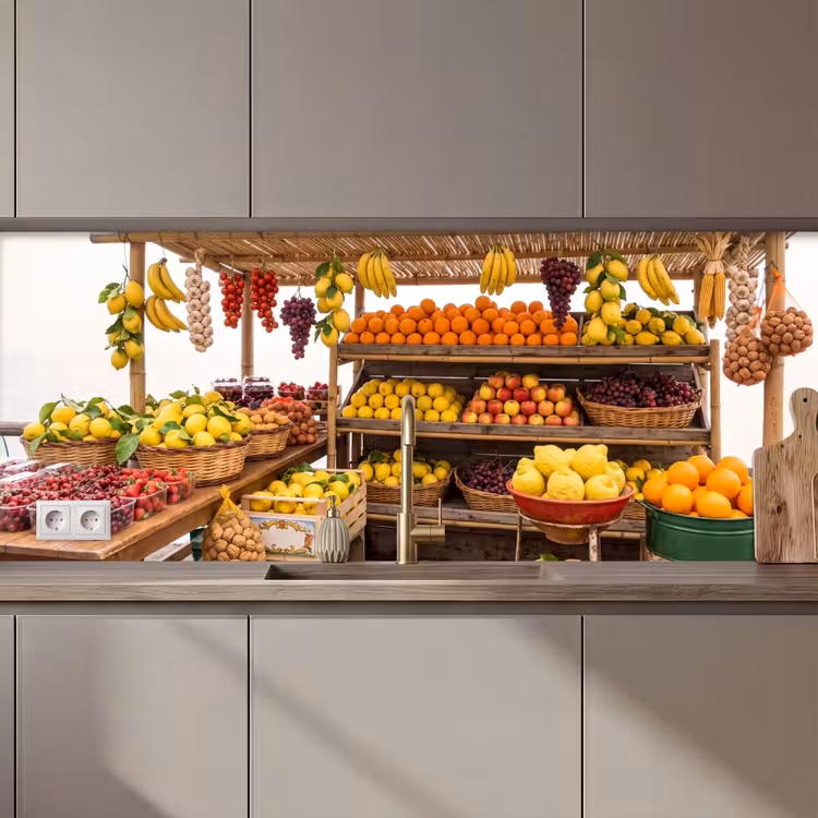 Keuken achterwand - Marktkraam - Fruit - Vers — 1