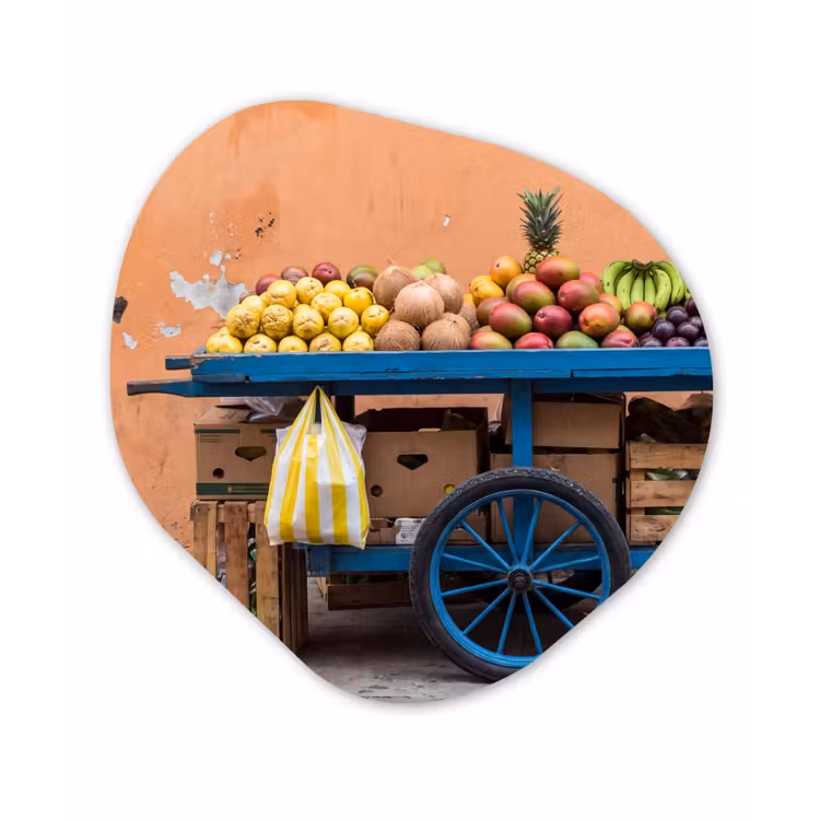 Organisch schilderij - Forex - Fruit - Kar - Straat — 1