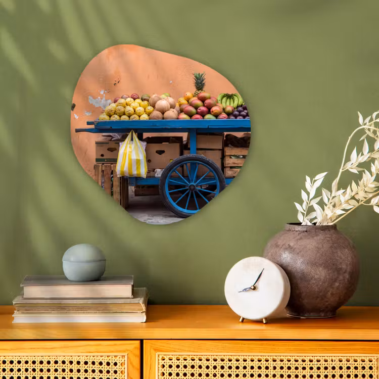 Organisch schilderij - Forex - Fruit - Kar - Straat — 2