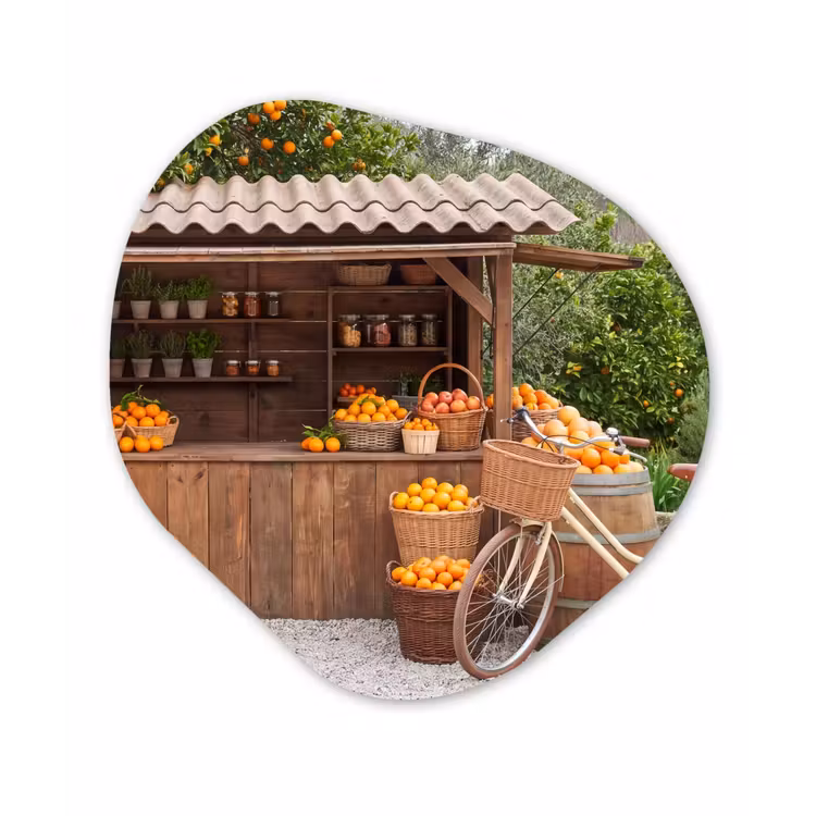 Organisch schilderij - Forex - Fruit - Markt - Landelijk — 1