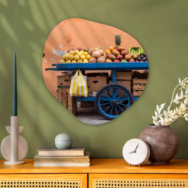 Organisch schilderij - Glas - Fruit - Kar - Straat — 2