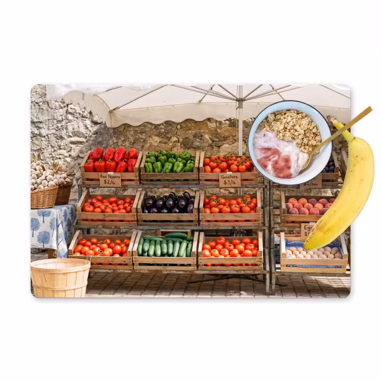 Placemat - 6 stuks - Eten - Markt - Vers — 1