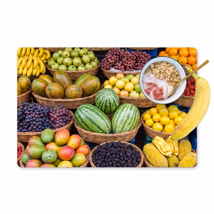 Placemat - 6 stuks - Fruit - Markt - Kleurrijk — 1