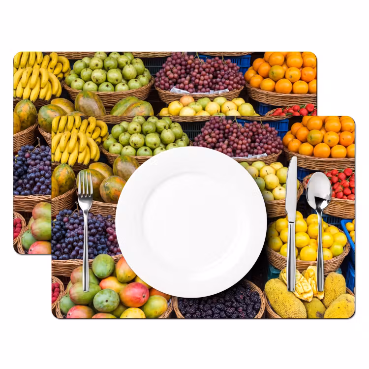 Placemat - 6 stuks - Fruit - Markt - Kleurrijk — 2