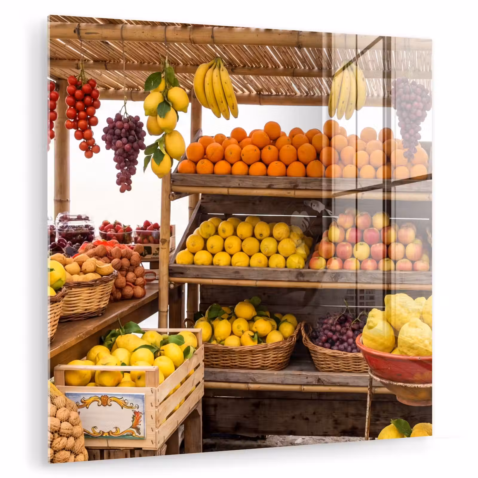 Glas schilderij - Marktkraam - Fruit - Vers — 1